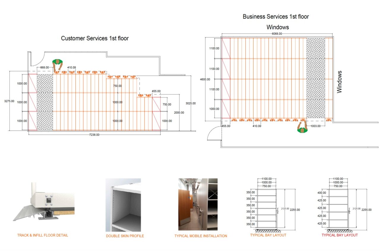 Mobile Shelving - Detailed Drawing.