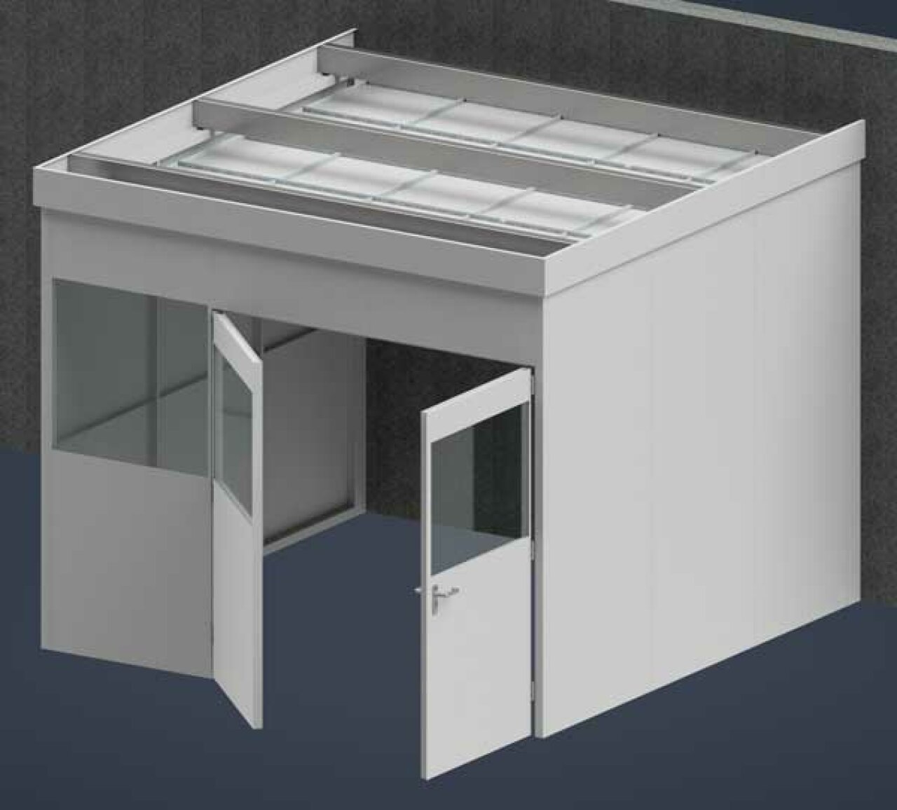 Single Skin Steel Partition Room with Double Door.