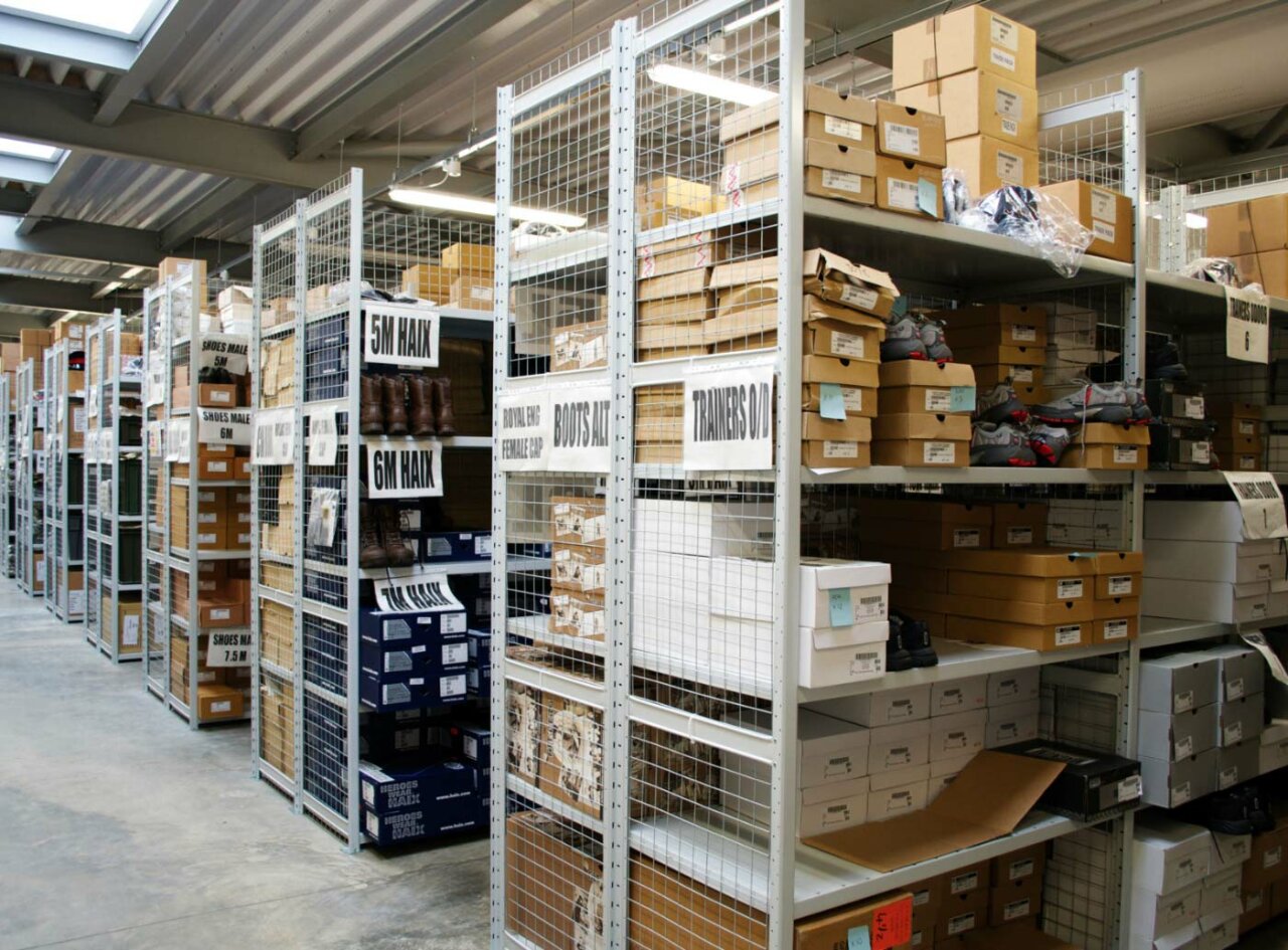 Warehouse Shelving Storage Aisles.
