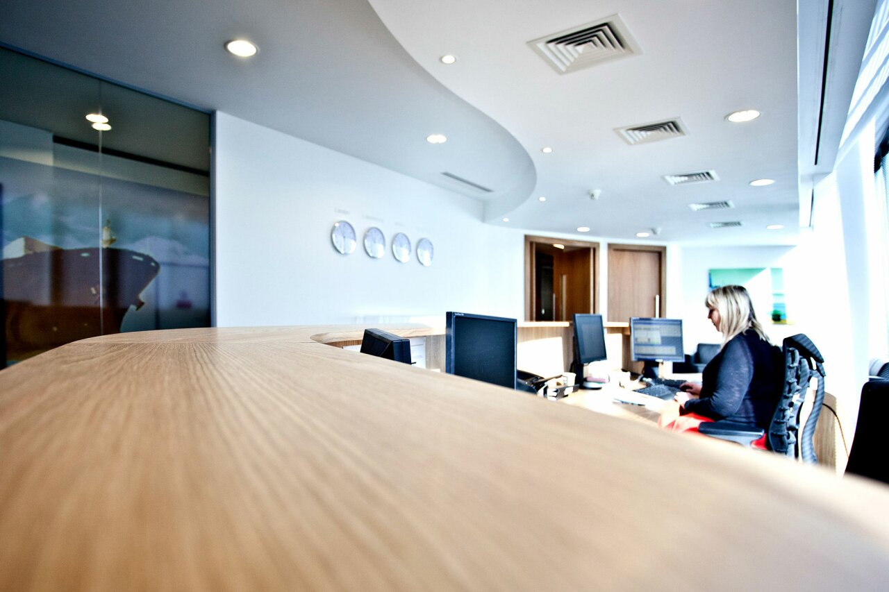 Arri Lighting - office fit out - reception area desktop view.