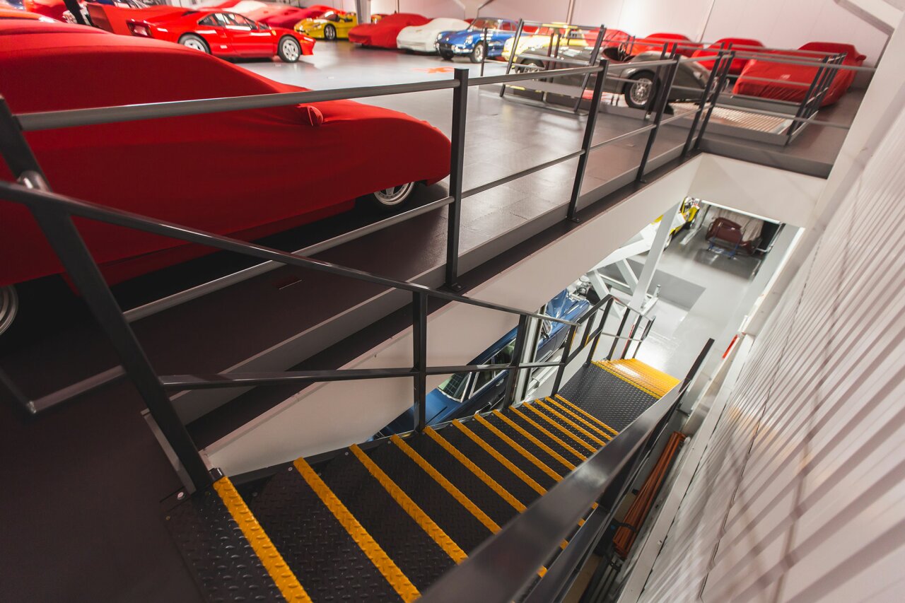 DK Engineering - Automotive mezzanine flooring - Staircase from above.