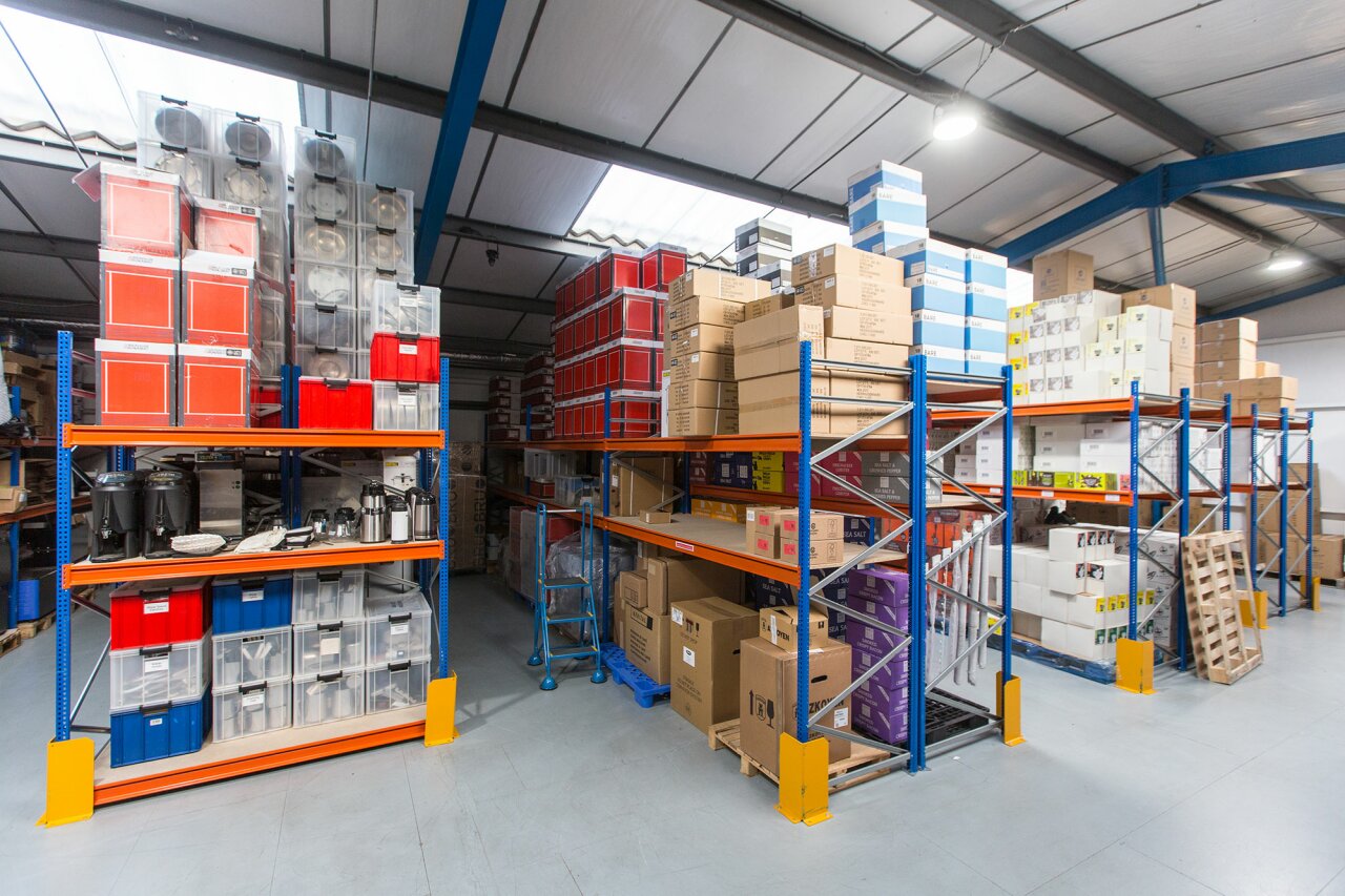 Kingdom Coffee - Small warehouse mezzanine - longspan shelving.