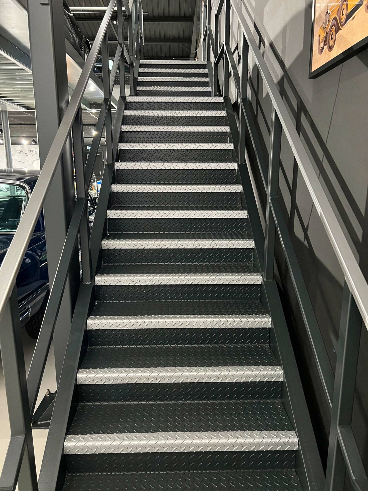 Car Storage Mezzanine Staircase Painted.