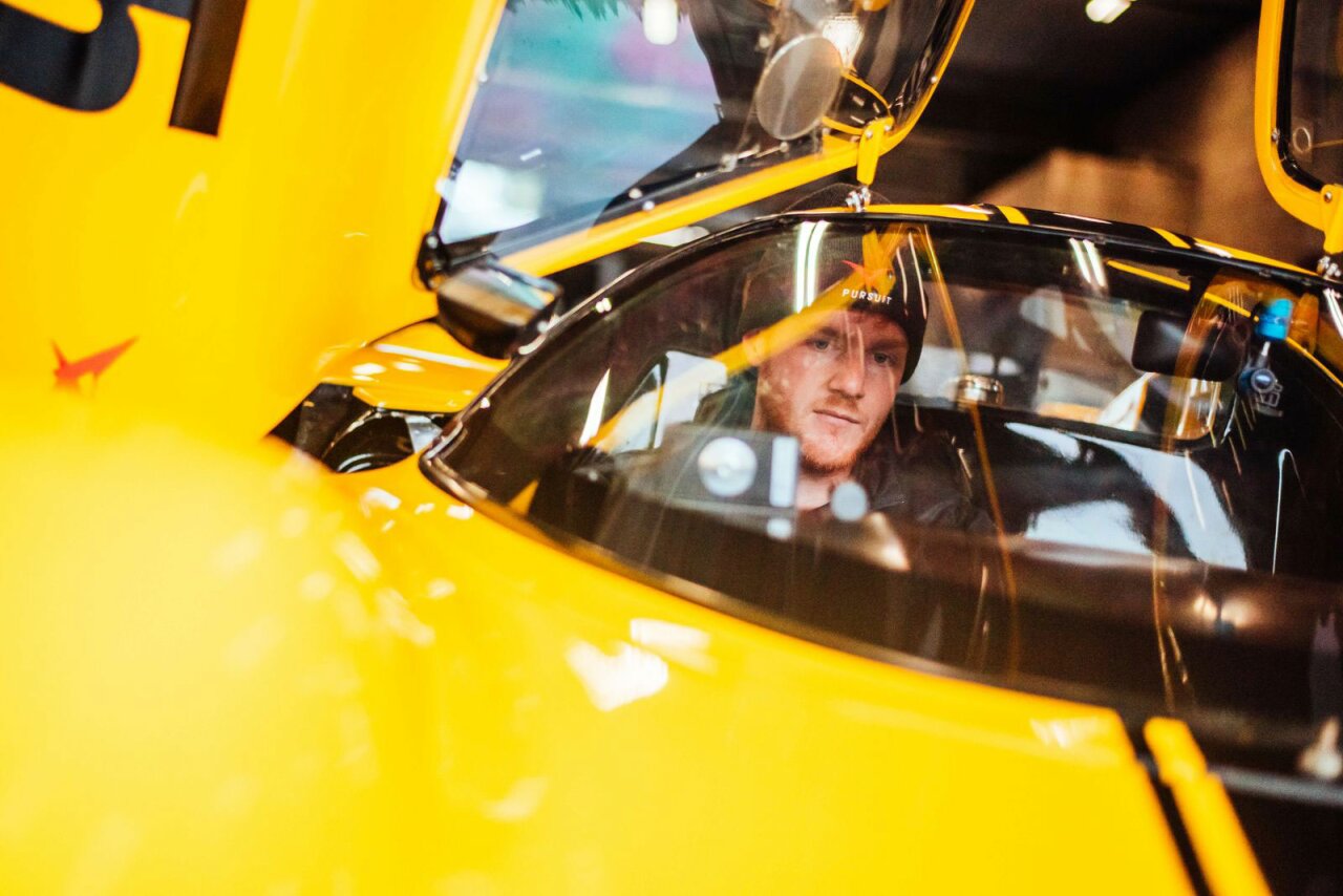 Car storage mezzanine floor - pursuit racing - car detail.