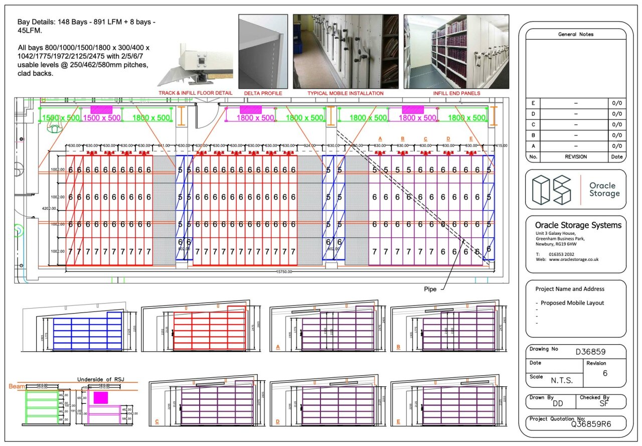 roller racking design drawing.