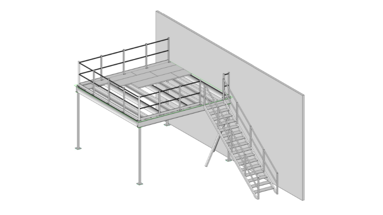 Small 5m x 5m mezzanine floor.