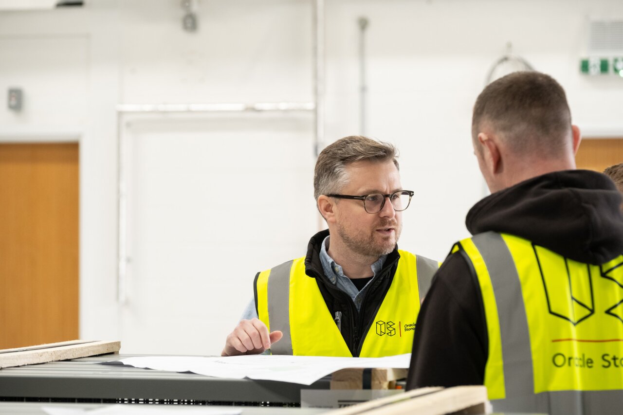 warehouse fit out site meeting.