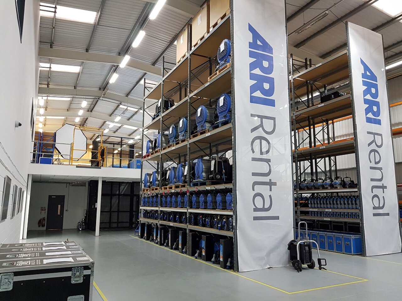 mezzanine floor and racking in warehouse.